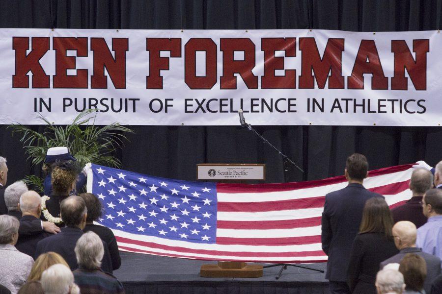 An American flag was presented to honor Ken Foremans service as a Coast Guard.

Ben Hansen | The Falcon