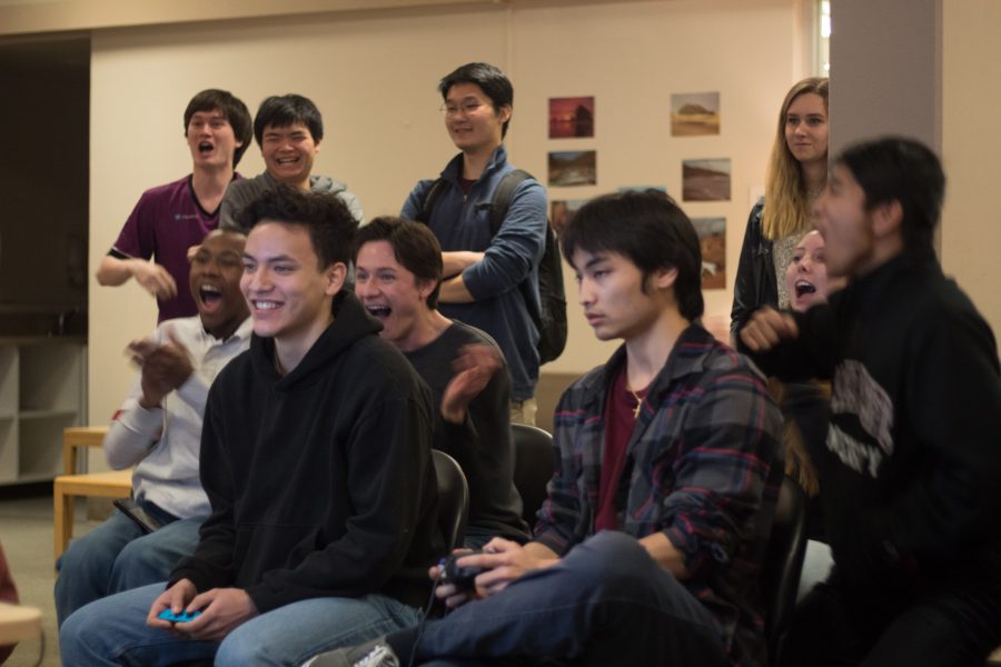 Students play Super Smash Bros. in the Hill Hall lobby on the Nintendo Switch.

Thurston Johnson | The Falcon