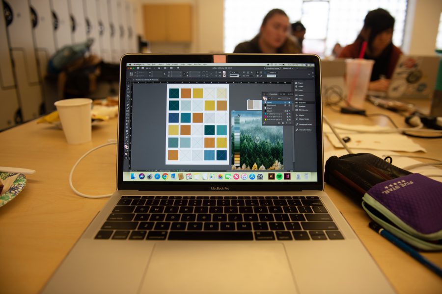 Students use Adobe products, including InDesign, to create their brand logos.

Devin Martino-Atsatt | The Falcon