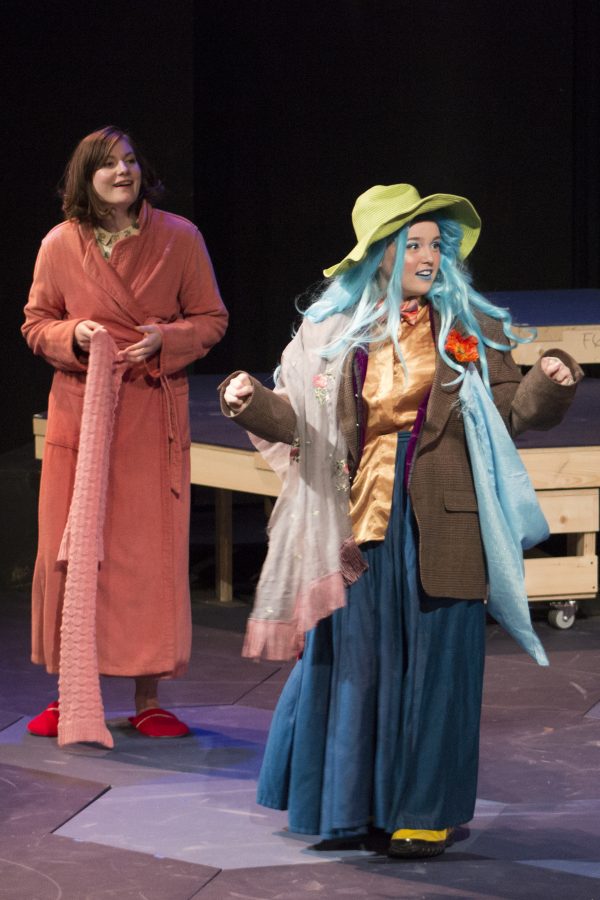 Madeline McDonald and Sydney Coots perform in the student-run play, A Wrinkle in Time.

Maileca Gontinas | The Falcon