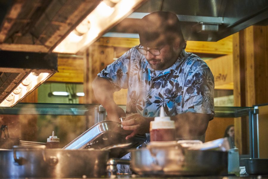 Allen makes omelets for the students each morning.

Blake Dahlin | The Falcon