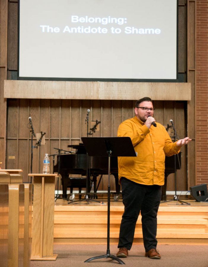 Chris Barragan speaks about overcoming shame at Chapel on Tuesday, Oct. 29th. 