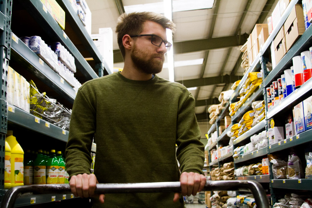 a man shopping for groceries