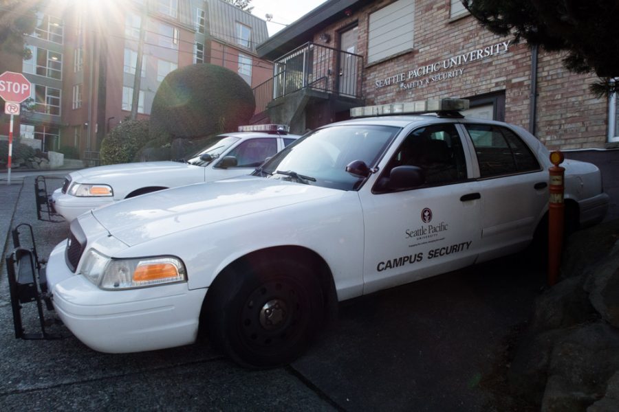 two Seattle Pacific Campus Security cars