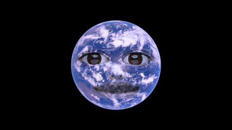 a face on a picture of the earth