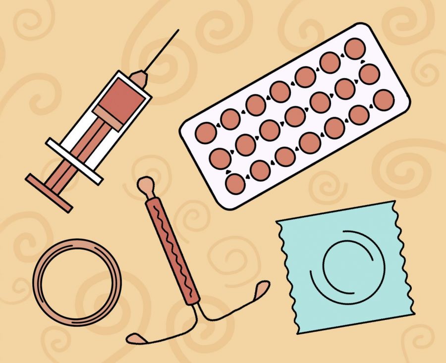 An+illustration+of+various+contraceptive+devices+and+medications
