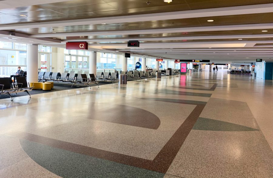 An empty gate at an airport