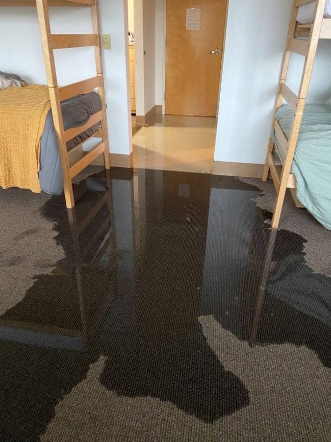 floors in dorm room soaked following flood
