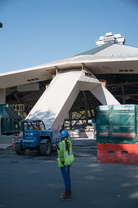 Construction of the new arena has included preserving the historic roof