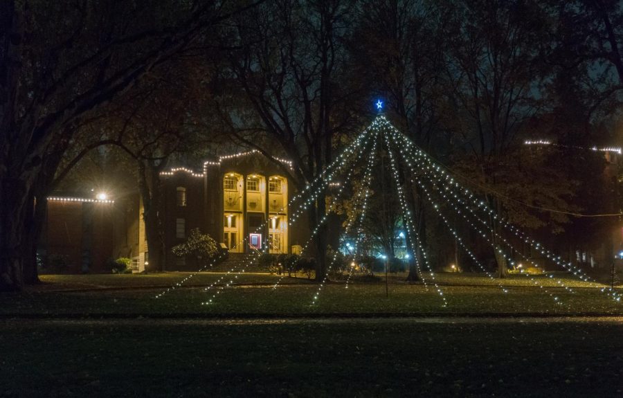 Campus sits ready for the long holiday, decorated even as students head home before Thanksgiving.