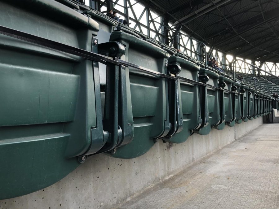 T-Mobile Park is at a limited capacity so far in the 2021 season, meaning seats that are not in use are zip tied off to prevent fans from using them.