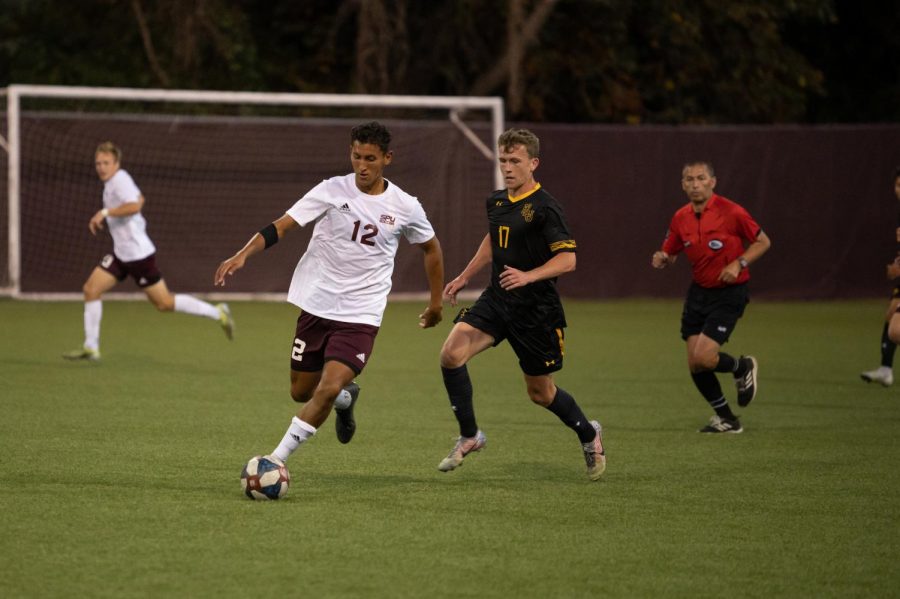 SPU Mens Soccer player Alex Mejia at their game against Pacific Lutheran University. (Courtesy of Marissa Lordahl)