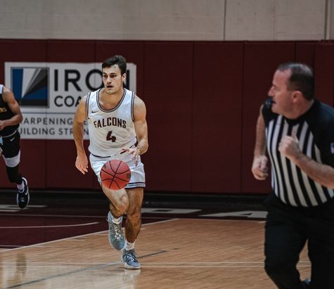 Harry Cavell heading up the court at a previous Seattle Pacific Universitys mens basketball game. (Courtesy of Harry Cavell)