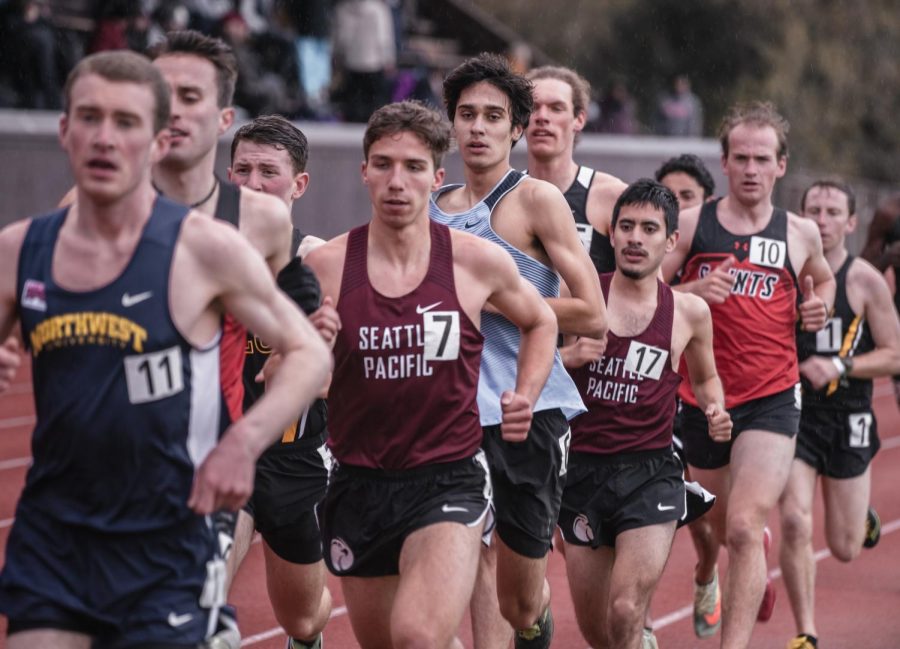 Seattle Pacific track and field team members competing in the annual Doris Heritage Track Festival that SPU hosts at the West Seattle Stadium. (Rio Giancarlo)