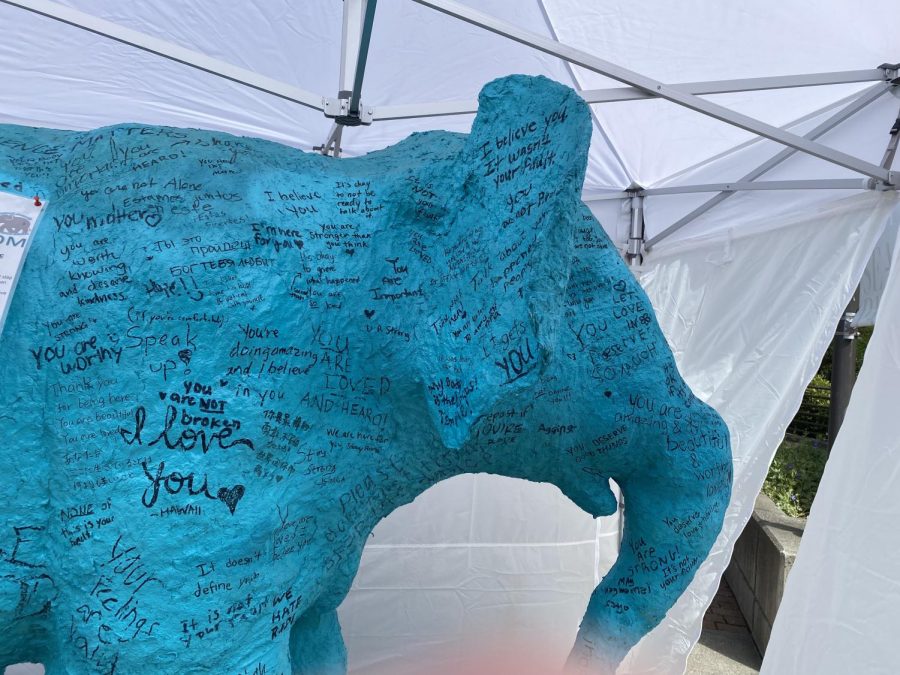 From April 11th - 30th, you can pay a visit to the “elephant in the room” display in Martin Square and leave encouraging messages for survivors as a way to get involved. (Sharli Mishra)