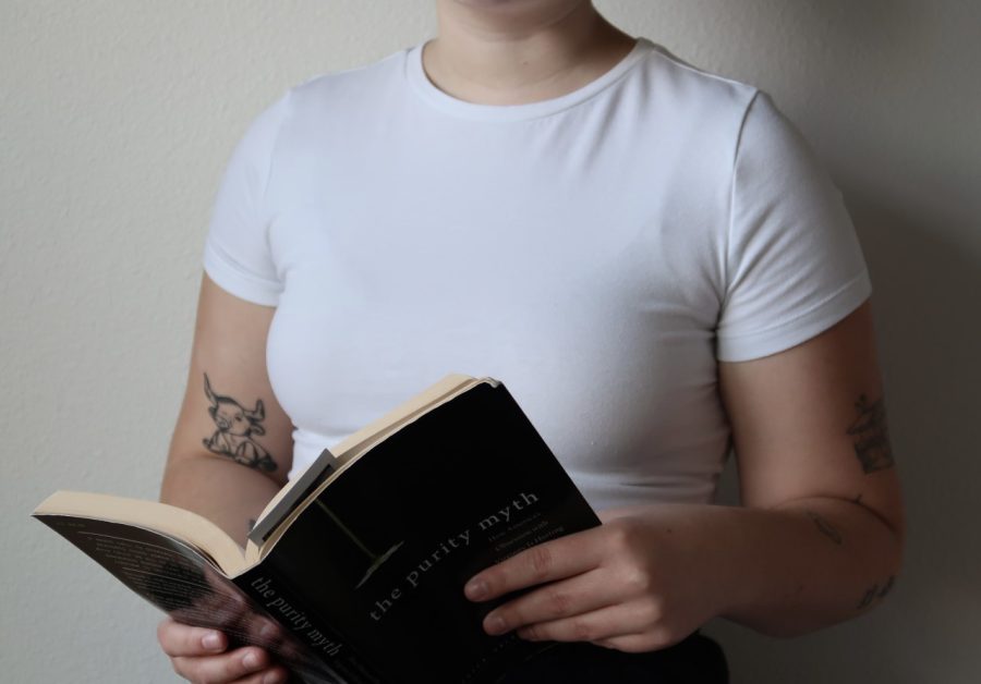 Aubrey Rhoadarmer shows off her various tattoos. (Courtesy of Joelle Berger)