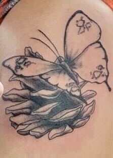 A butterfly tattoo.