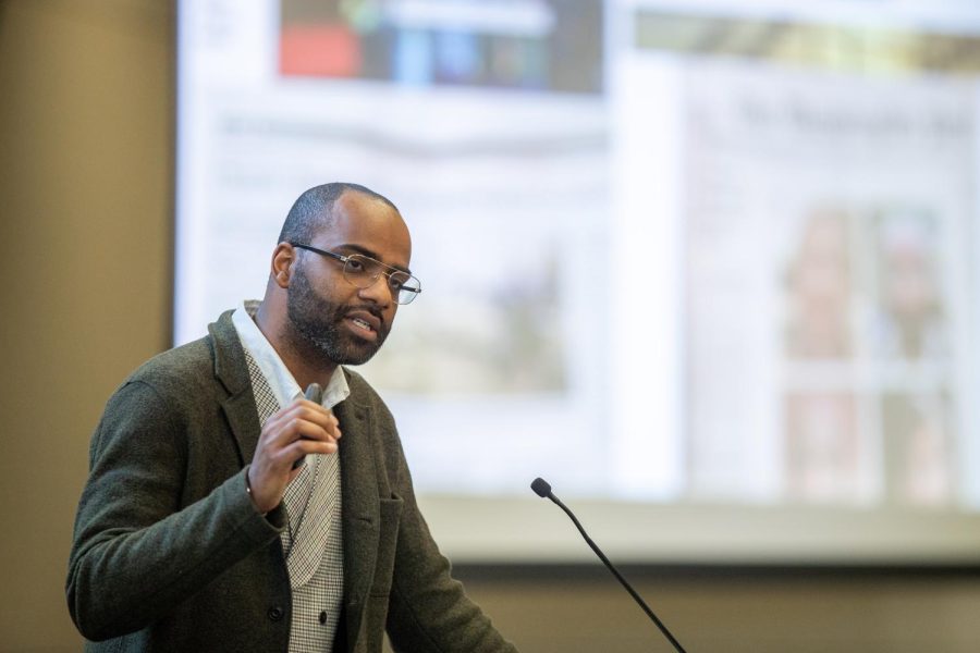 Marqus Cole speaks at Seattle Pacific University on Feb. 28, 2023, in Seattle, Wash.