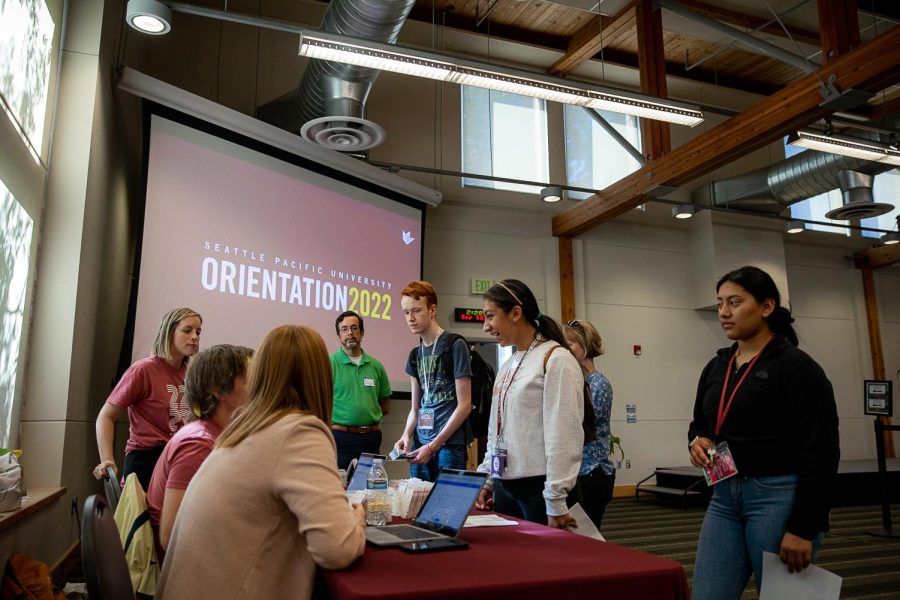 Students check in during orientation on September 9, 2023.