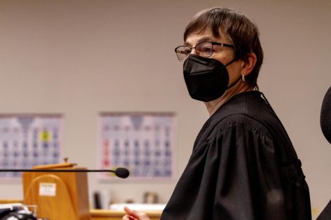 Washington State Judge Andrea Darvas sits in court during the February 16th hearing of the lawsuit against the Seattle Pacific University Board of Trustees at the King County Superior Courthouse in Seattle, Washington.