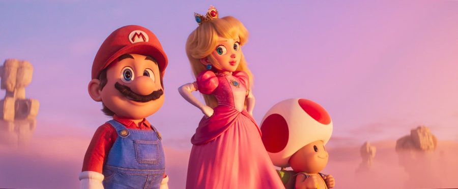 (From Left to Right) Mario (Chris Pratt), Princess Peach (Anya Taylor Joy), and Toad (Keegan- Michael Key in Nintendo and Illuminations The Super Mario Bros. Movie, directed by Aaron Horvath and Michael Jelenic courtesy of Nintendo; Illumination Entertainment & Universal Pictures. 