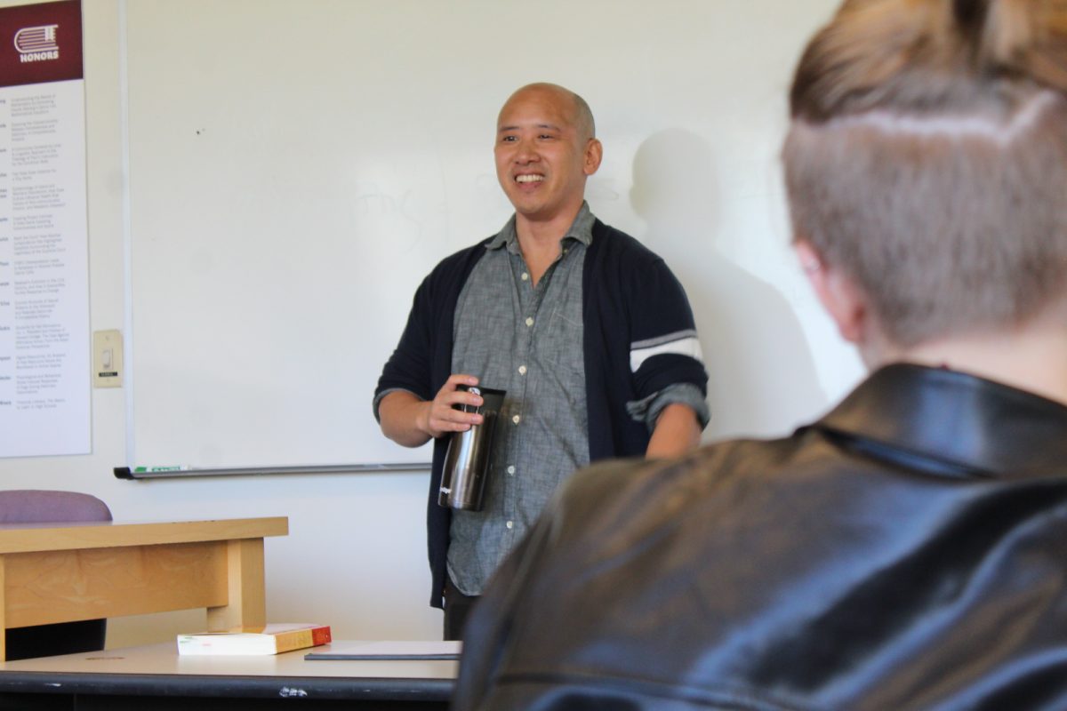 Dr. Tom gives advice to the 2024 senior cohort on Thursday, Sept. 14, 2023. Dr. Tom was recently announced as recently named as the new director of the honors program.