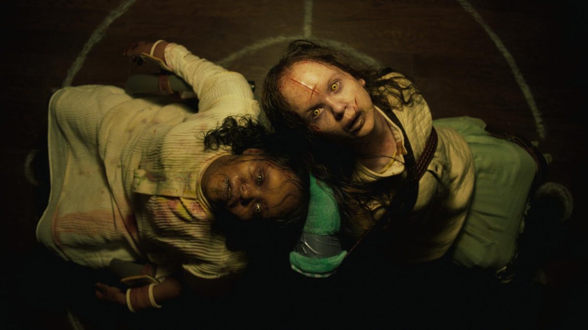(from left) Angela Fielding (Lidya Jewett) and Katherine (Olivia O’Neill) in The Exorcist: Believer, directed by David Gordon Green.