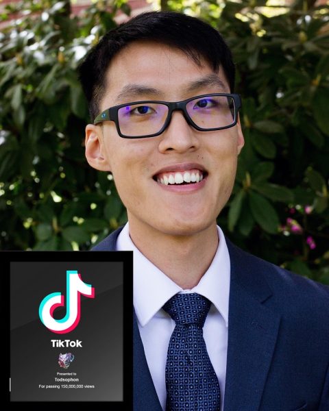 Sophon (Tod) Yansomboom shows off his plaque given to him for surpassing 150,000,000 views on TikTok (Photo Courtesy of Sophon (Tod) Yansomboom)