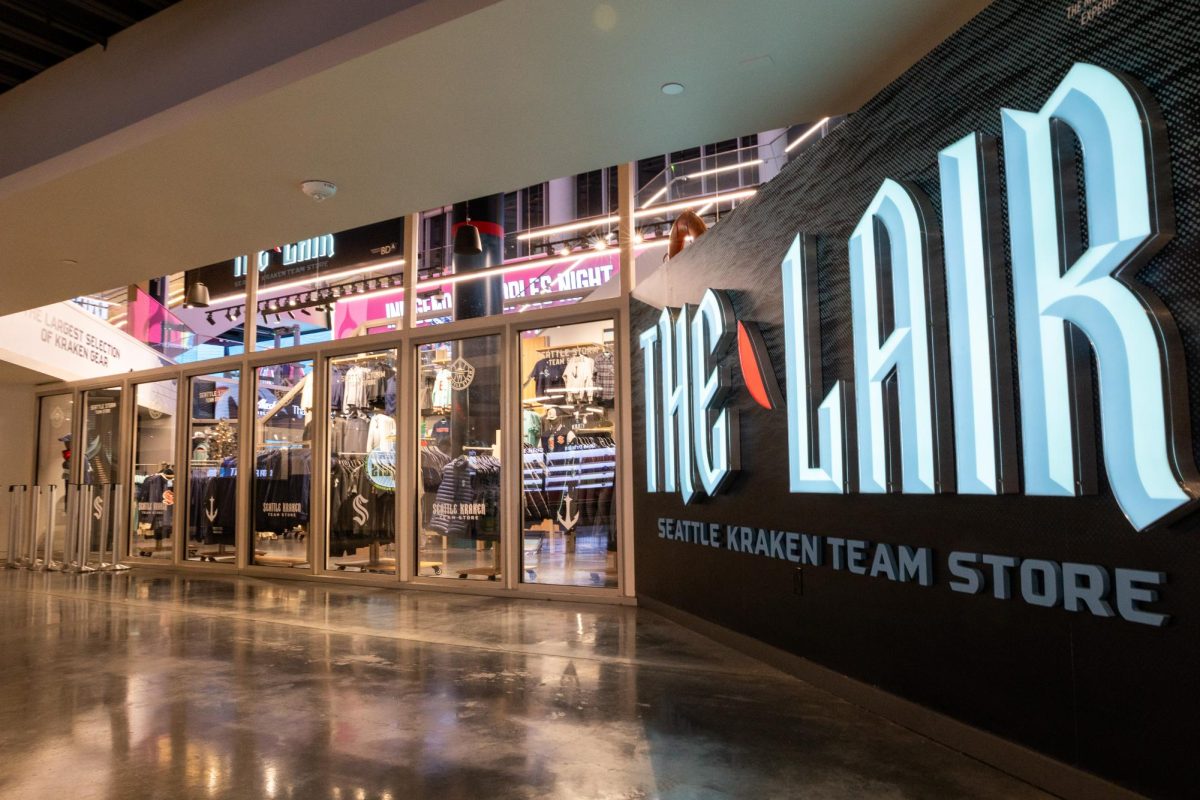 The Seattle Kraken team store prepares to open ahead of their game against the Tampa Bay Lightning on Saturday, Dec. 9, 2023, in Seattle.