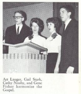 A yearbook photo of Gail Stark (left) performing in the choir