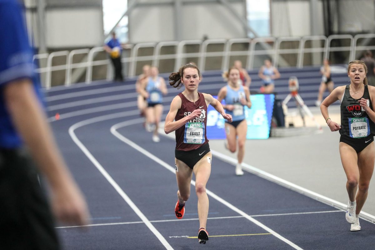 Fifth year Annika Esvelt competes in the GNAC Indoor Championship from Feb. 17 to 18, 2025, in Spokane, WA. (Courtesy of SPU Athletics)