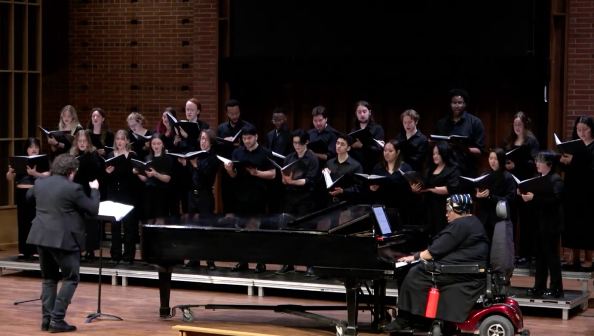 SPU Treble Choir performs at First Free Methodist Church alongside pianist Vanessa Bruce.