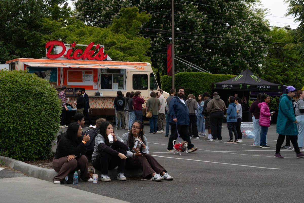 Students gathering for SPU's annual music festival Shapadooah in Seattle, Friday, May 16, 2025.