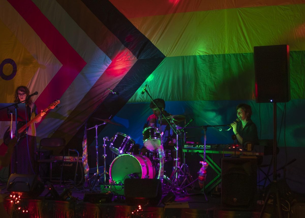 Diana Gale and her band preforming at Redacted Fest
